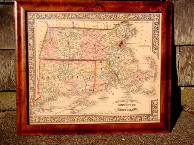 Augustus Mitchell's Map of Massachusetts, Rhode Island and Connecticut published in 1864